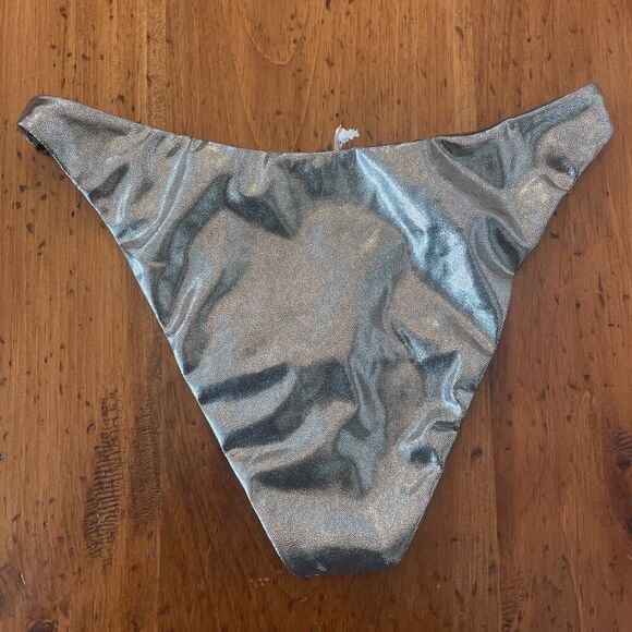 NWT Good American Foil Better Reversible Bikini Bottoms XLARGE Stormy Cheeky - Picture 3 of 5